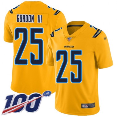 Los Angeles Chargers NFL Football Melvin Gordon Gold Jersey Men Limited #25 100th Season Inverted Legend